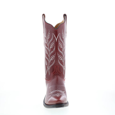 Jama Old West LF1574 Womens Red Leather Slip On Cowboy Western Boots
