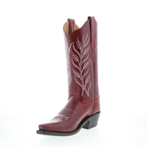 Jama Old West LF1574 Womens Red Leather Slip On Cowboy Western Boots