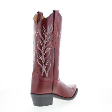 Jama Old West LF1574 Womens Red Leather Slip On Cowboy Western Boots