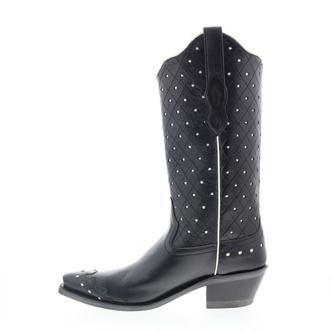 Jama Old West LF1576 Womens Black Leather Slip On Cowboy Western Boots