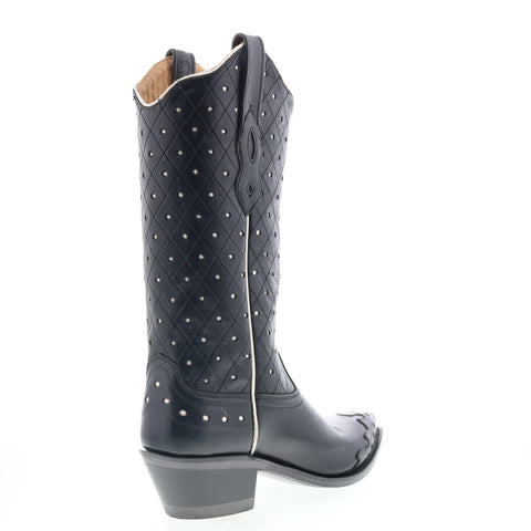 Jama Old West LF1576 Womens Black Leather Slip On Cowboy Western Boots