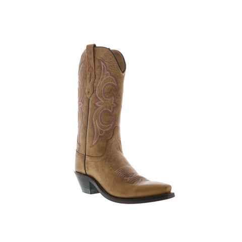 Jama Old West LF1596 Womens Brown Leather Slip On Cowboy Western Boots