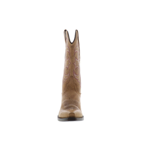 Jama Old West LF1596 Womens Brown Leather Slip On Cowboy Western Boots