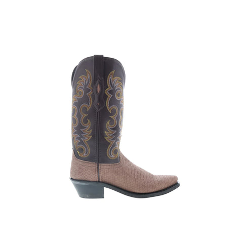 Jama Old West LF2001 Womens Brown Leather Slip On Cowboy Western Boots