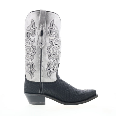 Jama Old West Snip Toe LF2002 Womens Black Leather Slip On Western Boots