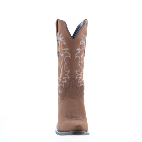 Jama Old West Snip Toe LF2004 Womens Brown Leather Slip On Western Boots