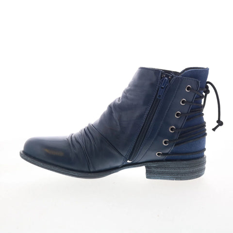 Miz Mooz Libretto Womens Blue Leather Zipper Ankle & Booties Boots
