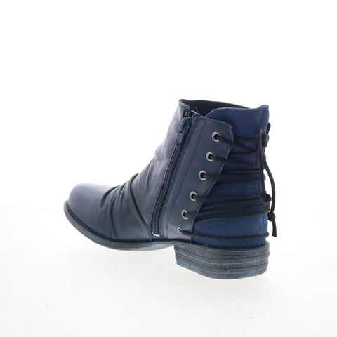 Miz Mooz Libretto Womens Blue Leather Zipper Ankle & Booties Boots