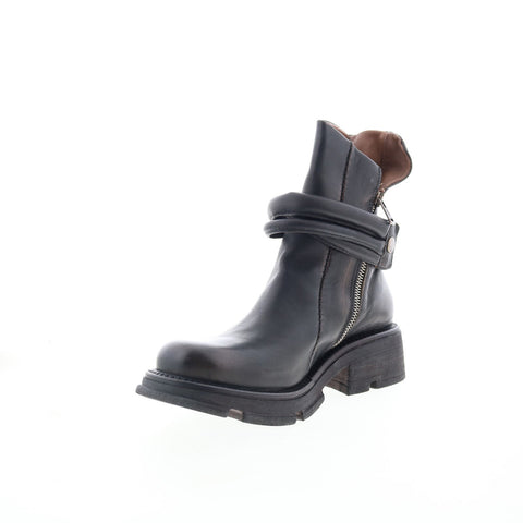 A.S. 98 Lider Womens Black Leather Zipper Casual Dress Boots