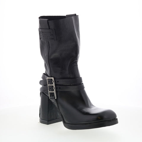 A.S. 98 Lil Womens Black Leather Slip On Casual Dress Boots