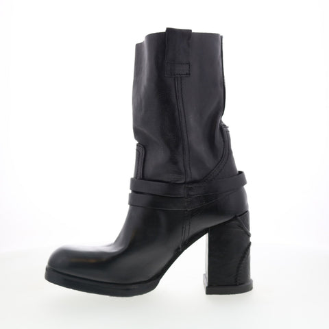 A.S. 98 Lil Womens Black Leather Slip On Casual Dress Boots