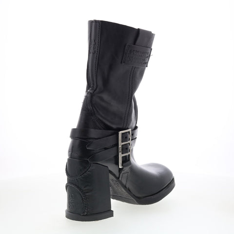 A.S. 98 Lil Womens Black Leather Slip On Casual Dress Boots