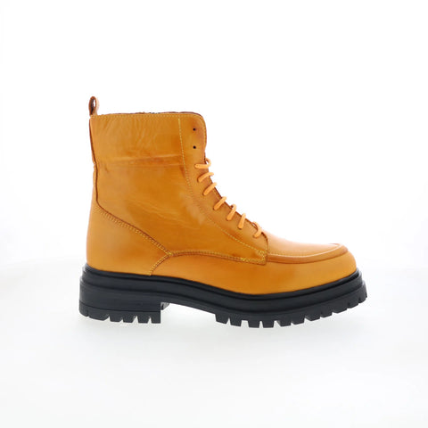Miz Mooz Lilac LILCA Womens Yellow Leather Lace Up Casual Dress Boots