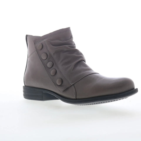 Miz Mooz Lili Womens Gray Leather Zipper Ankle & Booties Boots