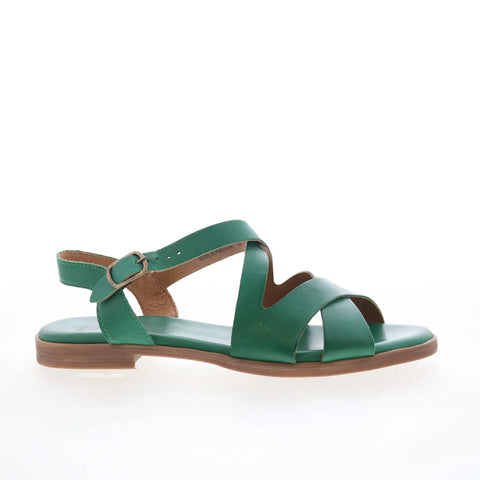 Miz Mooz Lilium Womens Green Leather Hook & Loop Strap Sandals Shoes