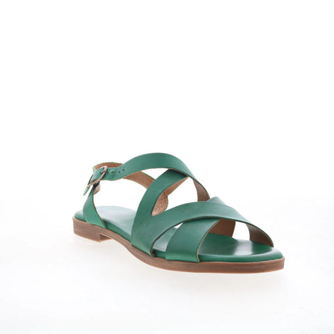 Miz Mooz Lilium Womens Green Leather Hook & Loop Strap Sandals Shoes