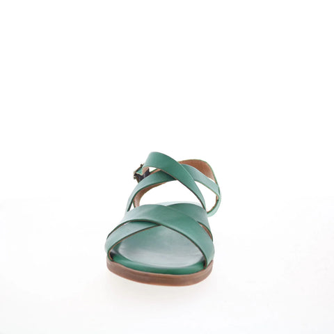 Miz Mooz Lilium Womens Green Leather Hook & Loop Strap Sandals Shoes