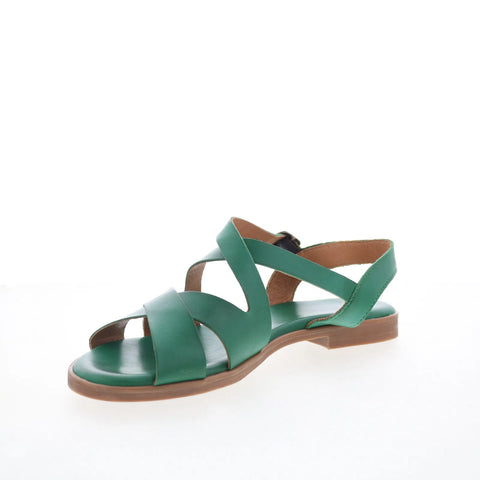 Miz Mooz Lilium Womens Green Leather Hook & Loop Strap Sandals Shoes