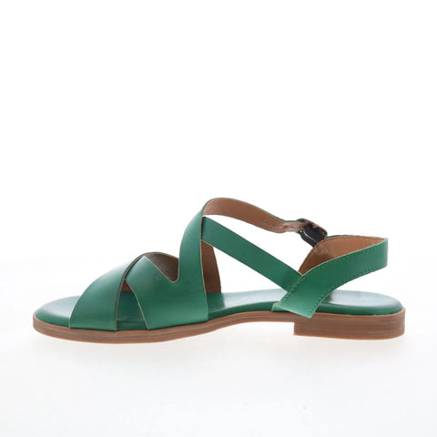 Miz Mooz Lilium Womens Green Leather Hook & Loop Strap Sandals Shoes