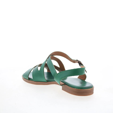 Miz Mooz Lilium Womens Green Leather Hook & Loop Strap Sandals Shoes
