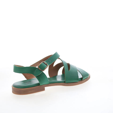 Miz Mooz Lilium Womens Green Leather Hook & Loop Strap Sandals Shoes