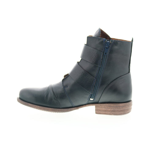 Miz Mooz Limelight Womens Blue Leather Zipper Casual Dress Boots