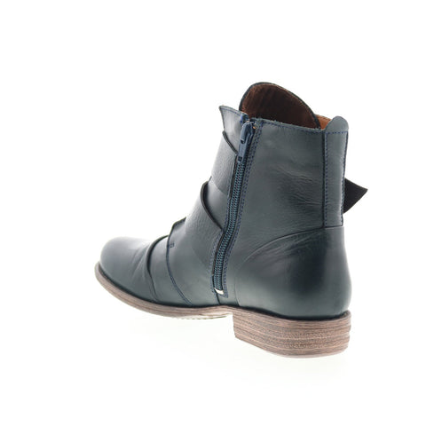Miz Mooz Limelight Womens Blue Leather Zipper Casual Dress Boots