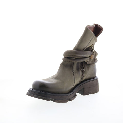 A.S. 98 Linder Womens Green Leather Zipper Casual Dress Boots