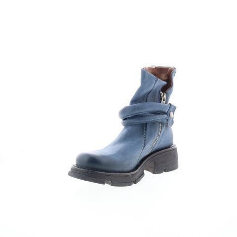 A.S. 98 Linder Womens Blue Leather Zipper Casual Dress Boots