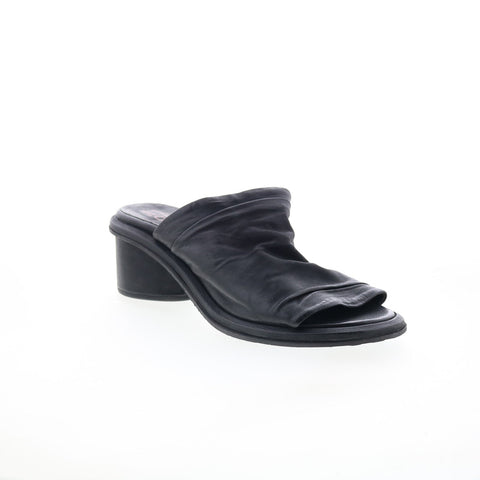 A.S. 98 Lior Womens Black Leather Slip On Heeled Sandals Shoes