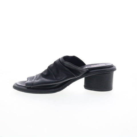 A.S. 98 Lior Womens Black Leather Slip On Heeled Sandals Shoes
