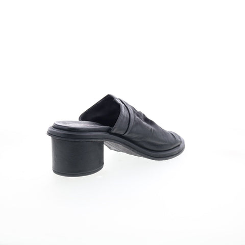 A.S. 98 Lior Womens Black Leather Slip On Heeled Sandals Shoes