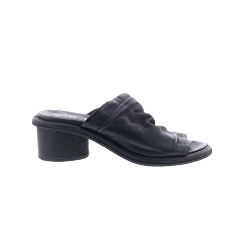A.S. 98 Lior Womens Black Leather Slip On Heeled Sandals Shoes