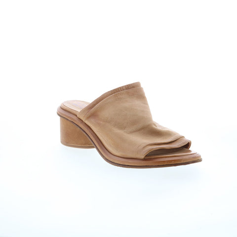 A.S. 98 Lior Womens Brown Leather Slip On Heeled Sandals Shoes