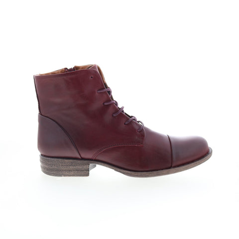 Miz Mooz Lisbeth Womens Burgundy Leather Zipper Ankle & Booties Boots