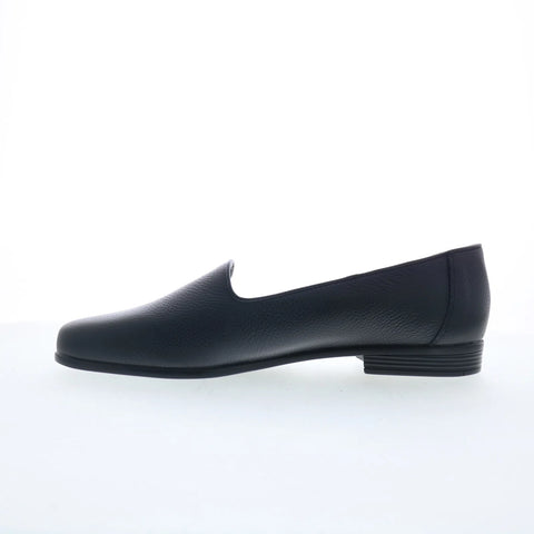 Trotters Liz Tumbled T1807-001 Womens Black Leather Loafer Flats Shoes