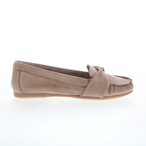 Miz Mooz Lizbeth Womens Beige Leather Slip On Loafer Flats Shoes