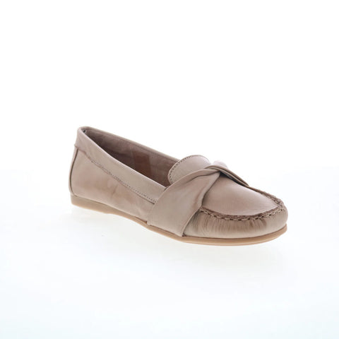 Miz Mooz Lizbeth Womens Beige Leather Slip On Loafer Flats Shoes