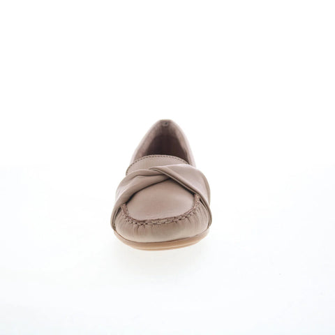 Miz Mooz Lizbeth Womens Beige Leather Slip On Loafer Flats Shoes