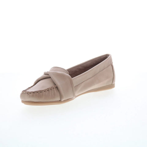 Miz Mooz Lizbeth Womens Beige Leather Slip On Loafer Flats Shoes