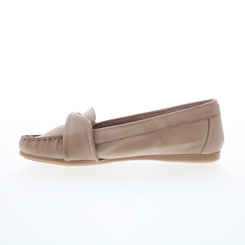 Miz Mooz Lizbeth Womens Beige Leather Slip On Loafer Flats Shoes