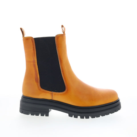 Miz Mooz Lizette Womens Brown Leather Slip On Chelsea Boots