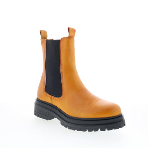 Miz Mooz Lizette Womens Brown Leather Slip On Chelsea Boots