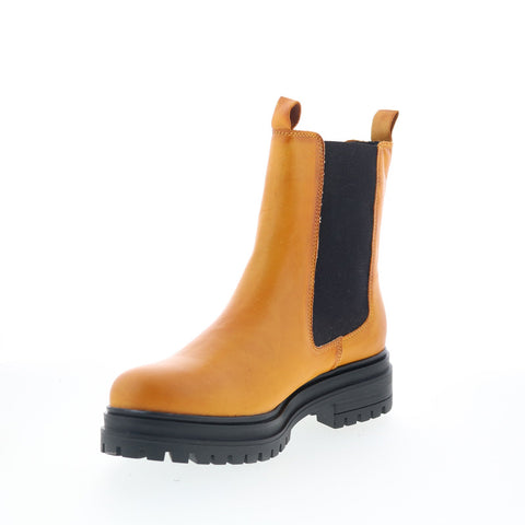 Miz Mooz Lizette Womens Brown Leather Slip On Chelsea Boots