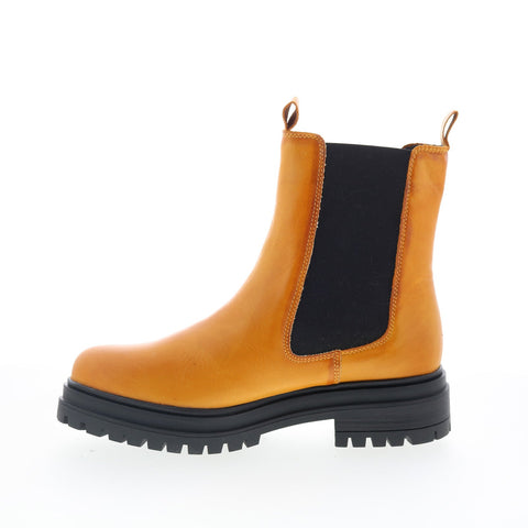 Miz Mooz Lizette Womens Brown Leather Slip On Chelsea Boots