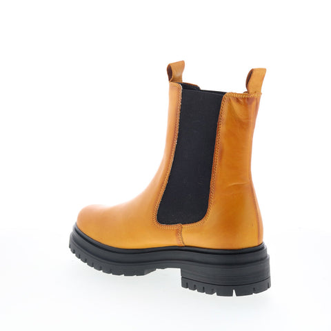 Miz Mooz Lizette Womens Brown Leather Slip On Chelsea Boots