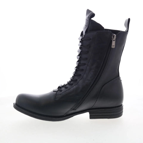Miz Mooz Lizza Womens Black Leather Zipper Casual Dress Boots