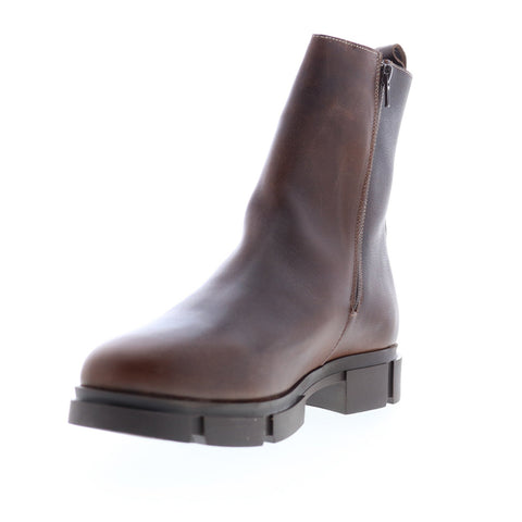 Bos. & Co. Lock Womens Brown Leather Zipper Casual Dress Boots