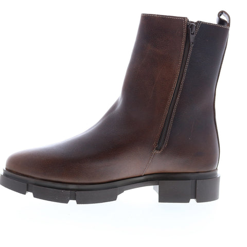 Bos. & Co. Lock Womens Brown Leather Zipper Casual Dress Boots