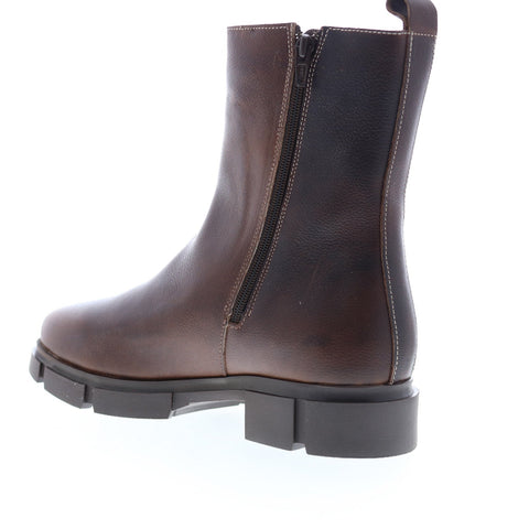 Bos. & Co. Lock Womens Brown Leather Zipper Casual Dress Boots